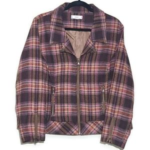 CJ Banks Plaid Zip Up Jacket